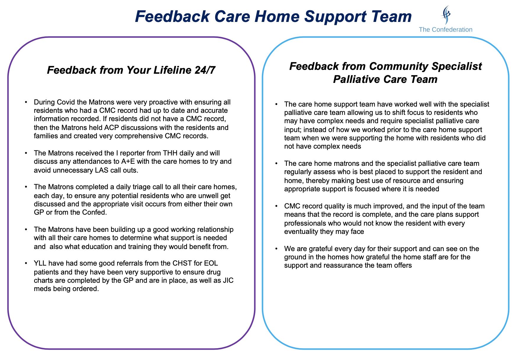 Care Home Support Team Feedback